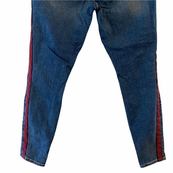 Current/Elliott Womens High Waist Stripe Skinny Jeans Pockets Stretch Denim 28 - Picture 2 of 9